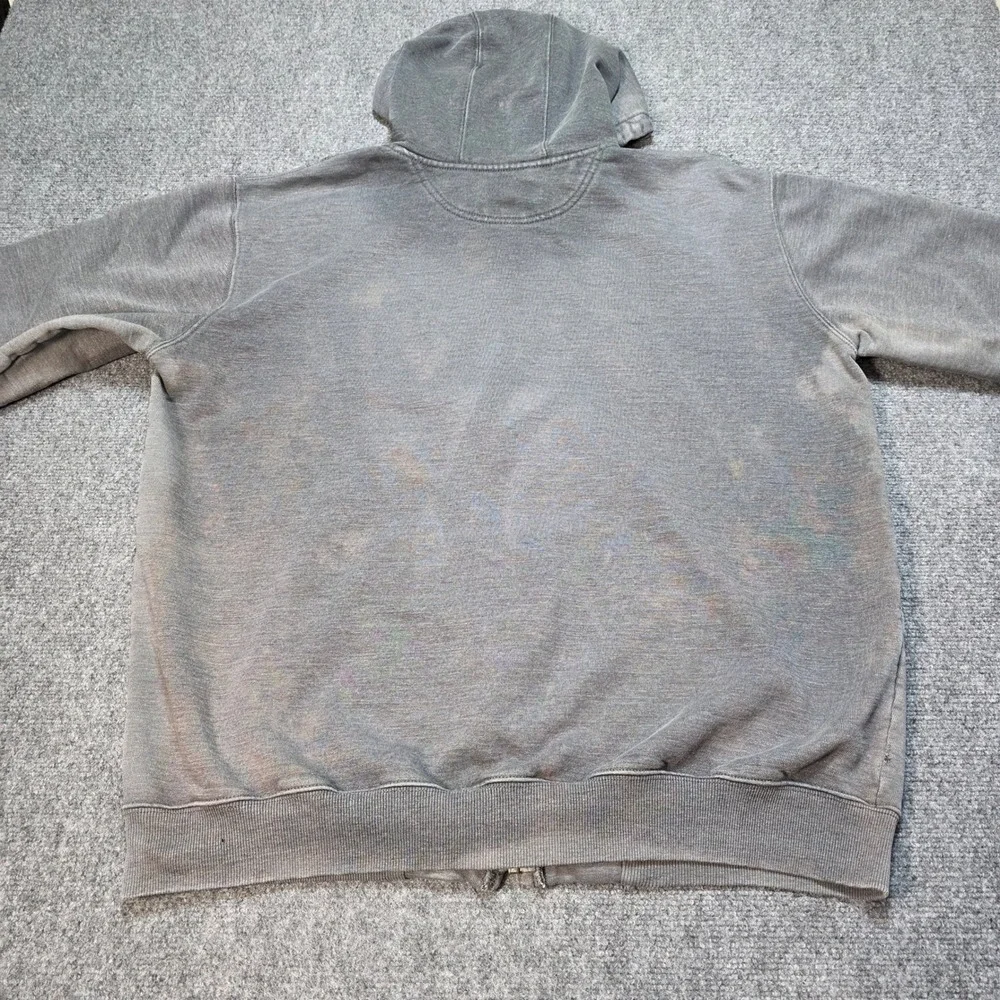Vintage Carhartt Zip Up Hoodie Grey XL Tall‎ Distressed Sun Faded Workwear Mens